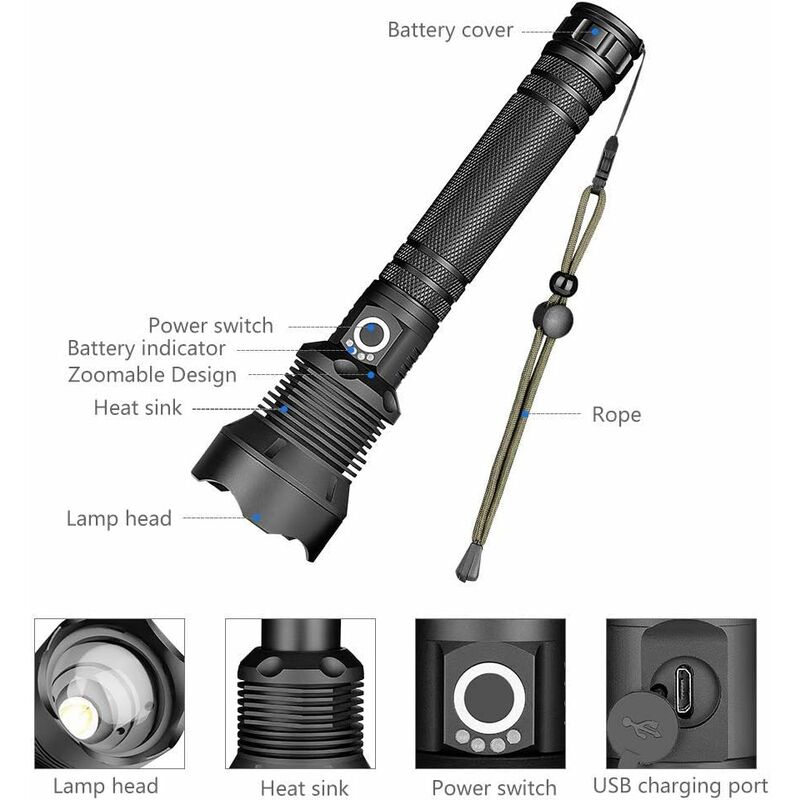 Oplaadbare LED Zaklamp Lange Bereikstraal