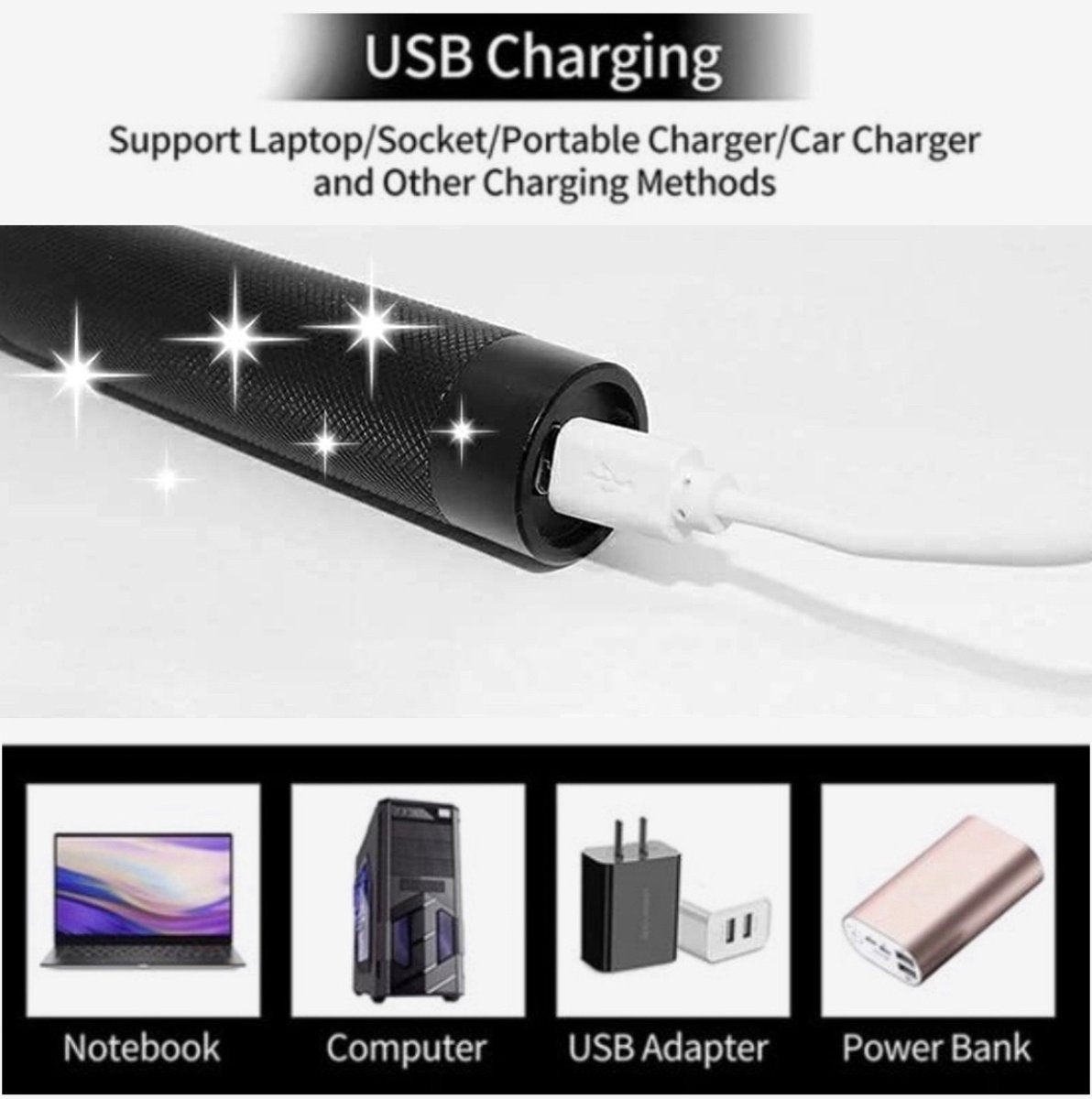 Oplaadbare Laserpointer USB Pen Groen Metalen