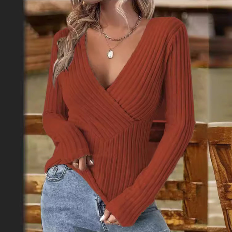 V-hals Trui Dames – Geribbelde Trui voor Casual en Chic Outfits