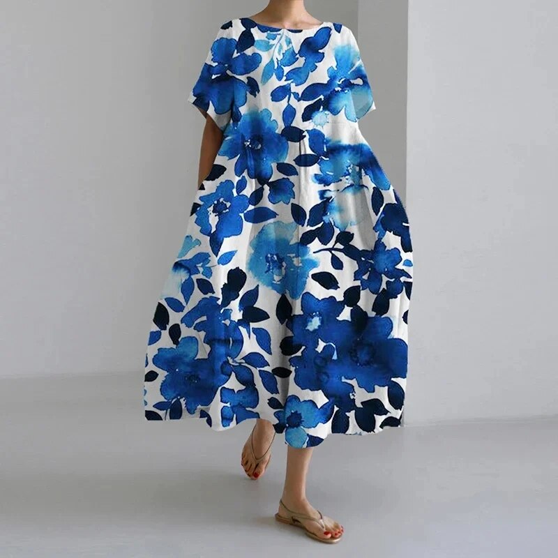 Bedrukte Jurk Dames – Elegante A-lijn Jurk met Floral Design voor Feestelijke Gelegenheden