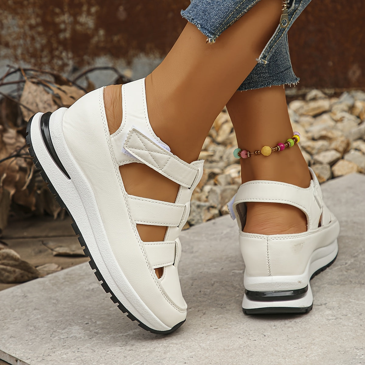 Platformsandalen – Klittenbandjes en Gewatteerde Zool voor Dames Comfortabel en Stijlvol