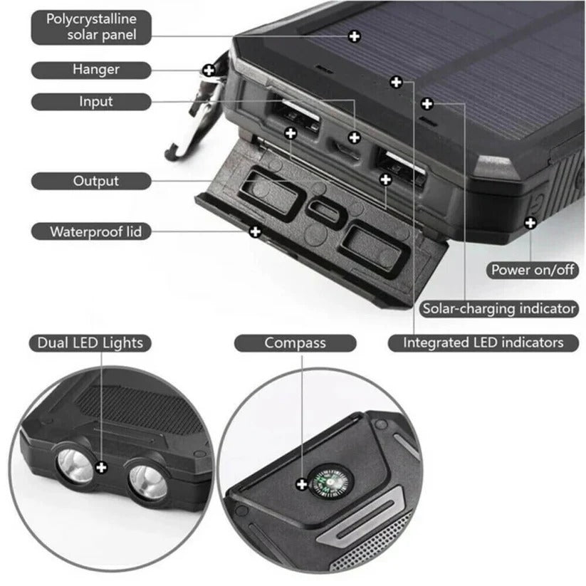 Powerbank 500000mAh Waterdicht Zonne-oplader Extern