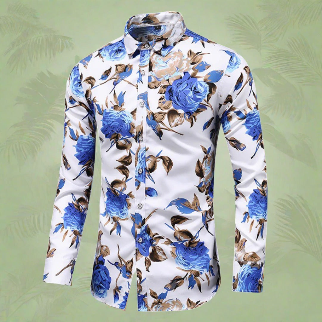 Heren Overhemd Bloemenprint – Langärmelige Casual Shirt voor Feest en Vrije Tijd