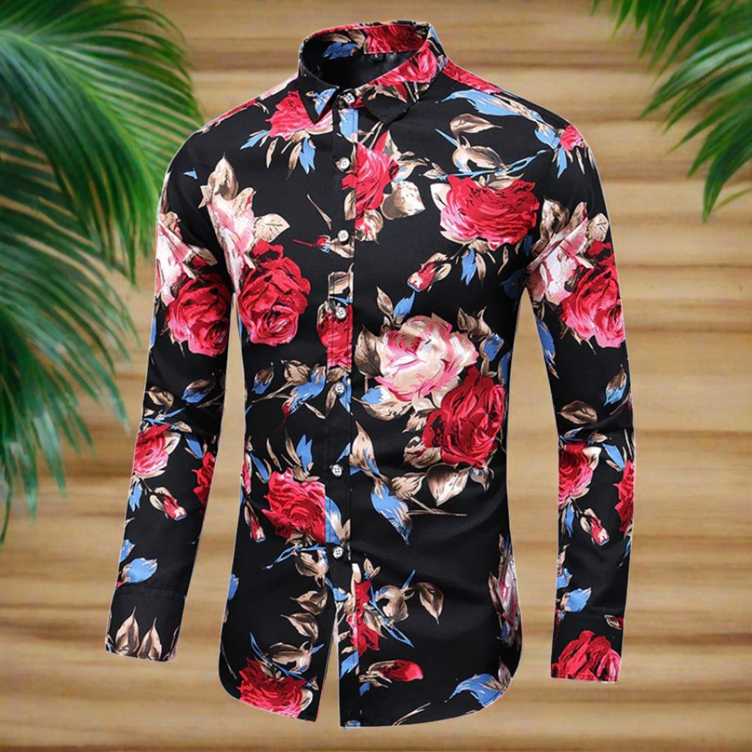 Heren Overhemd Bloemenprint – Langärmelige Casual Shirt voor Feest en Vrije Tijd