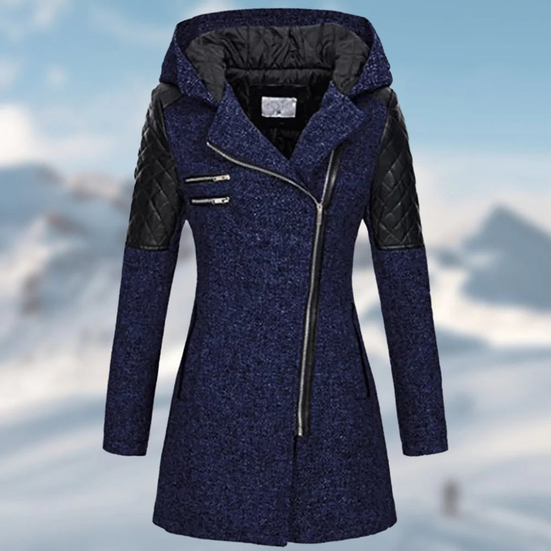 Asymmetrische mantel dames – Capuchon en rits, trendy en comfortabel