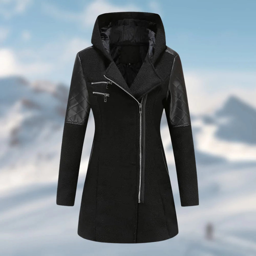Asymmetrische mantel dames – Capuchon en rits, trendy en comfortabel