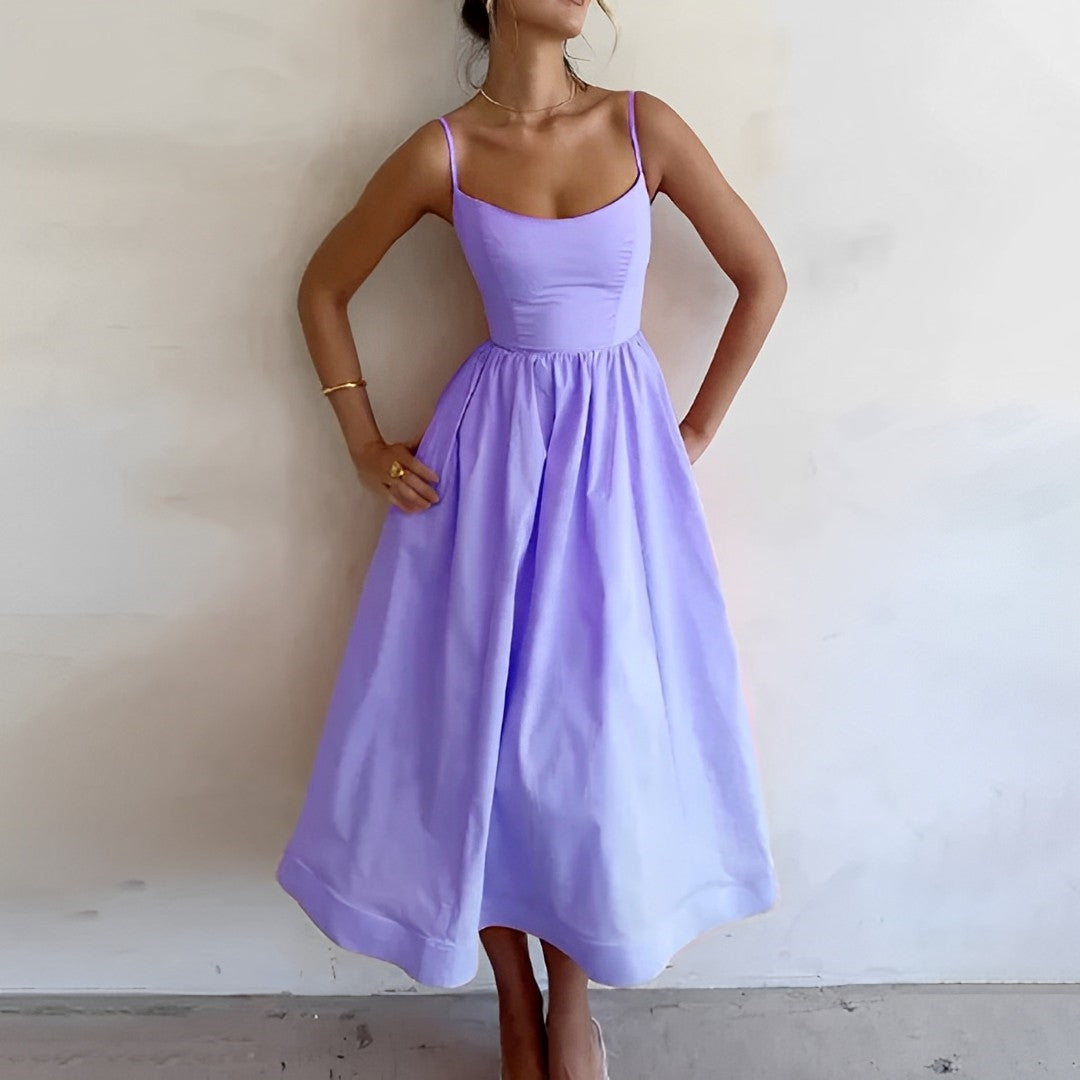 Puffjurk Spaghetti-schouderband – Elegante jurk met pofmouwen voor feesten