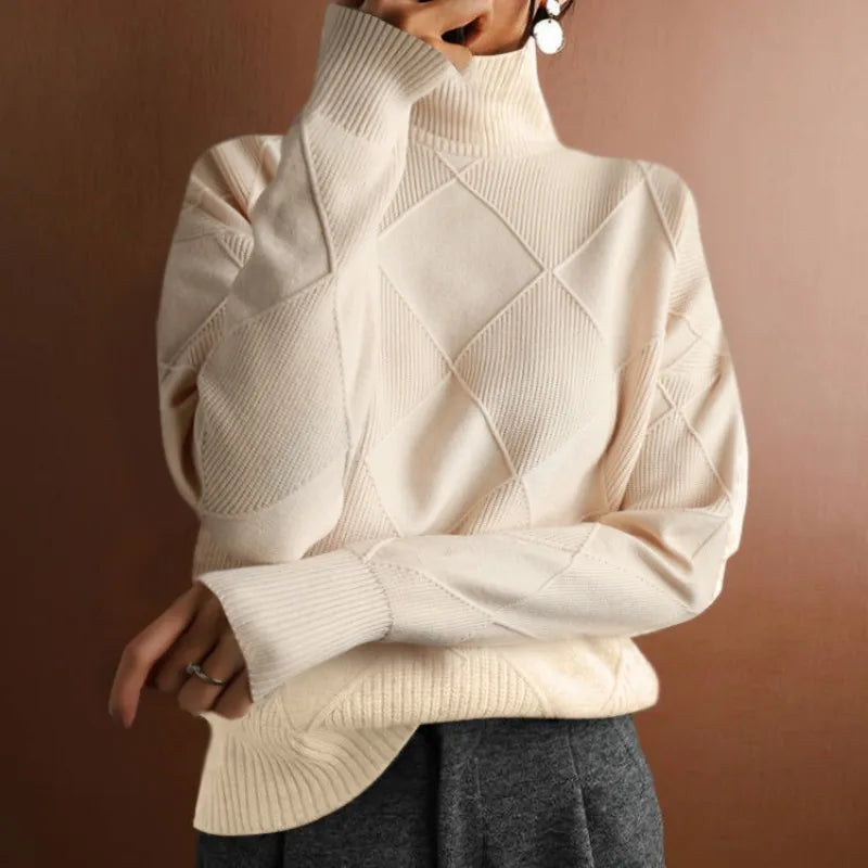 Hoge kraag trui dames – Elegante gebreide trui voor herfst en winter