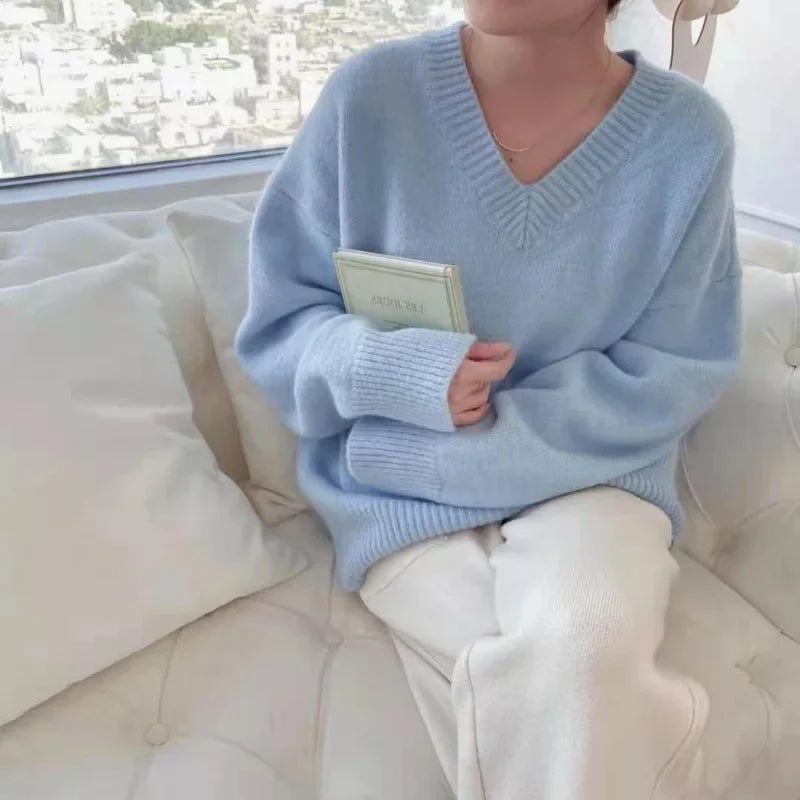 Dames V-hals Trui Oversized – Comfortabele Trui voor Casual en Chic Outfits