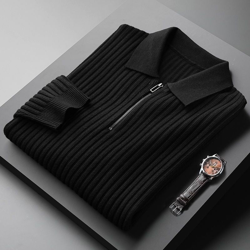Polo-Pullover Heren – Comfortabele Rits Pullover van Katoen voor Casual Gebruik
