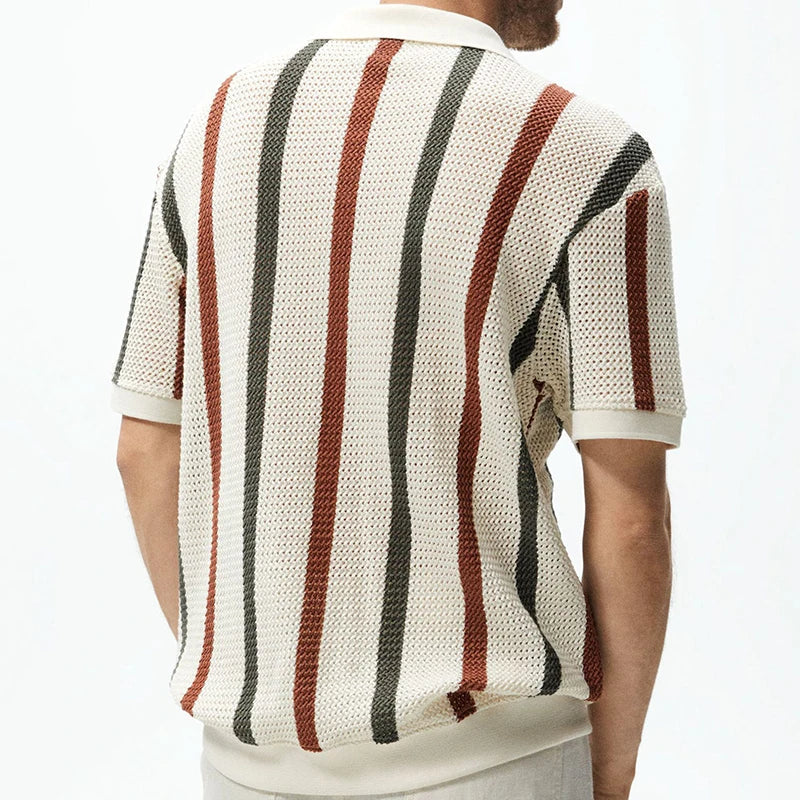 Gestreept Poloshirt Heren – Stijlvol Katoenen Poloshirt met Korte Mouwen