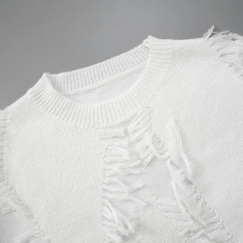 Trui oversized dames – Comfortabele trui met kwastjes voor casual stijl