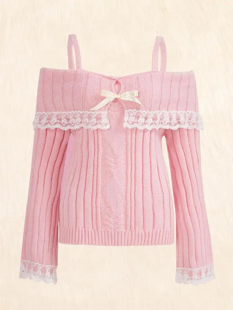 Off-shoulder trui dames – Kanten trui met off-shoulder design voor casual stijl