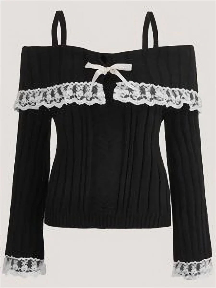 Off-shoulder trui dames – Kanten trui met off-shoulder design voor casual stijl