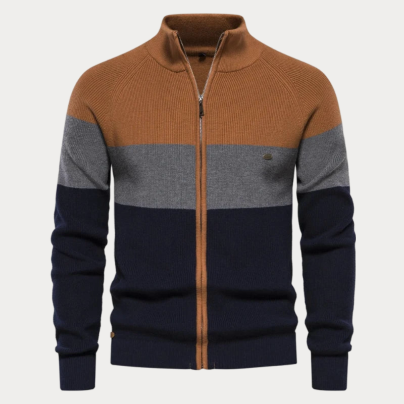 Heren Gebreide Vest – Patchwork-Kleur Trui voor Casual en Formele Gelegenheden