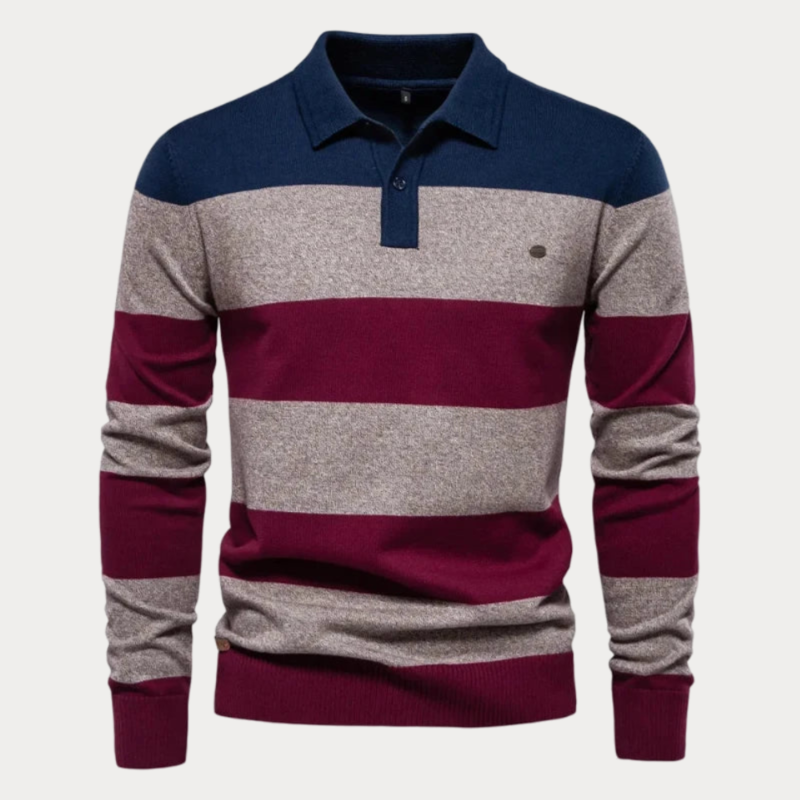 Herenpullover gestreept patroon – Comfortabele trui met kraag voor casual stijl