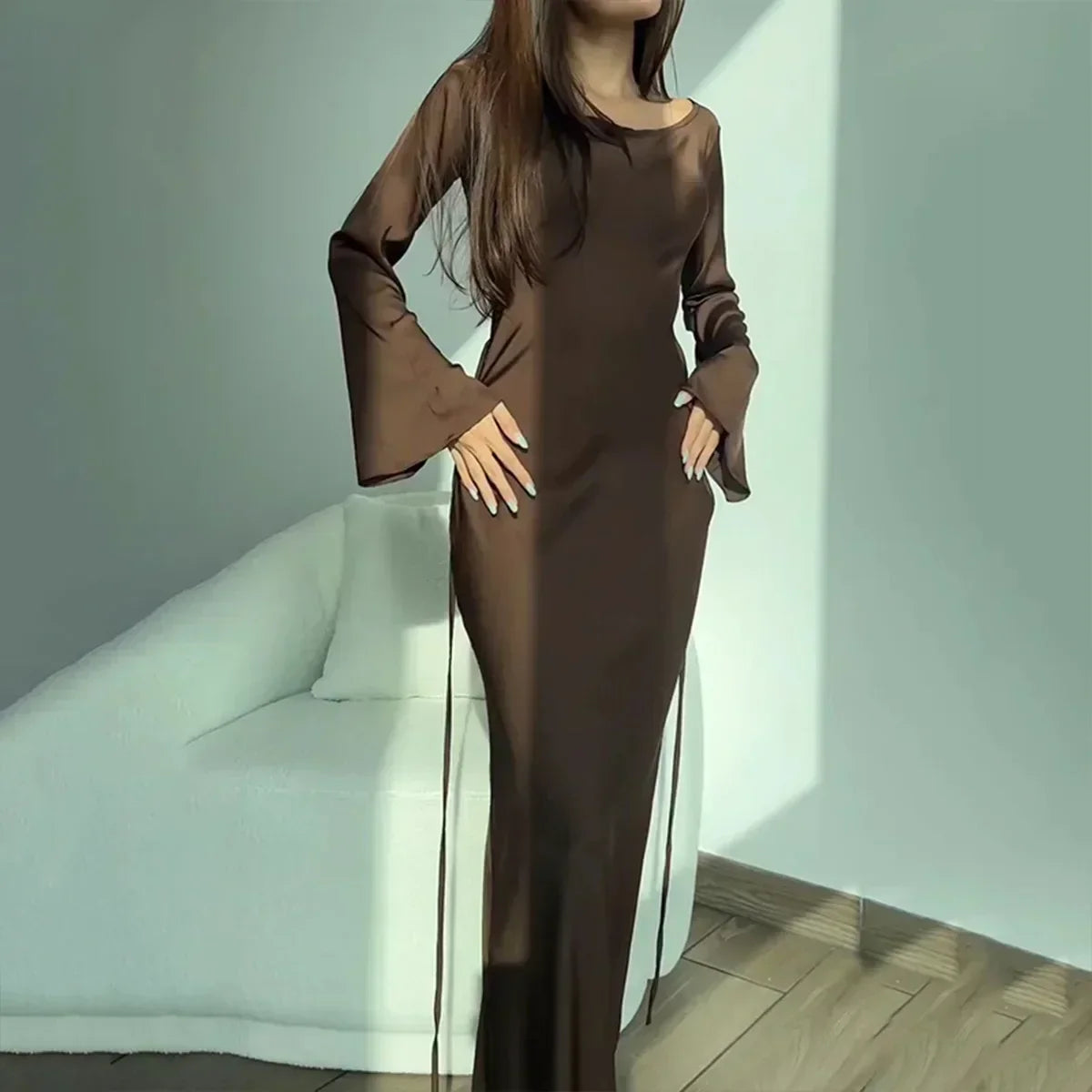 Bodycon jurk dames – Lange mouwen, elegante pasvorm voor feest en casual