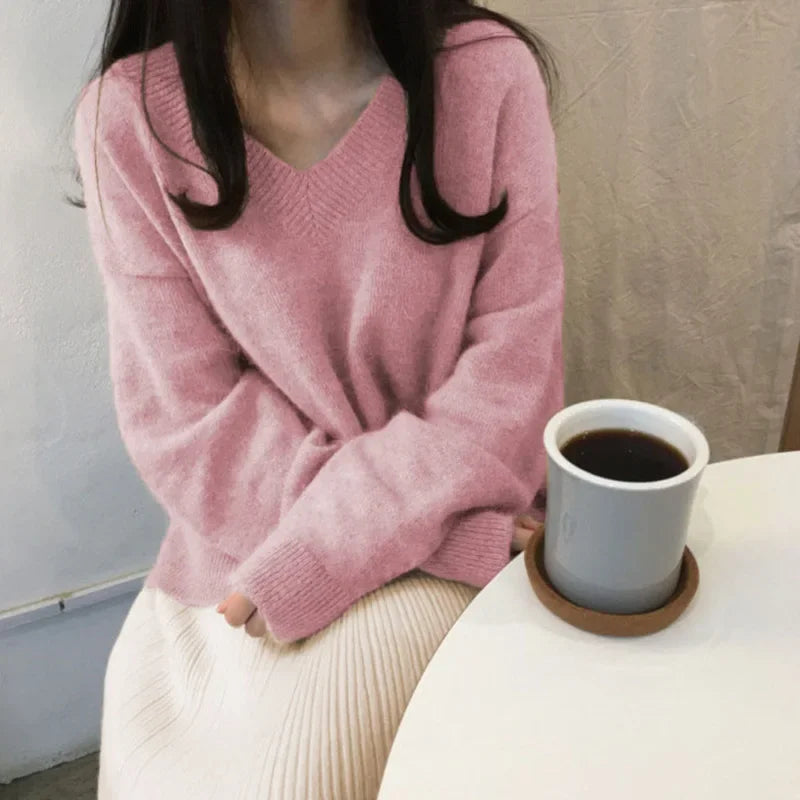 Dames V-hals Trui Oversized – Comfortabele Trui voor Casual en Chic Outfits