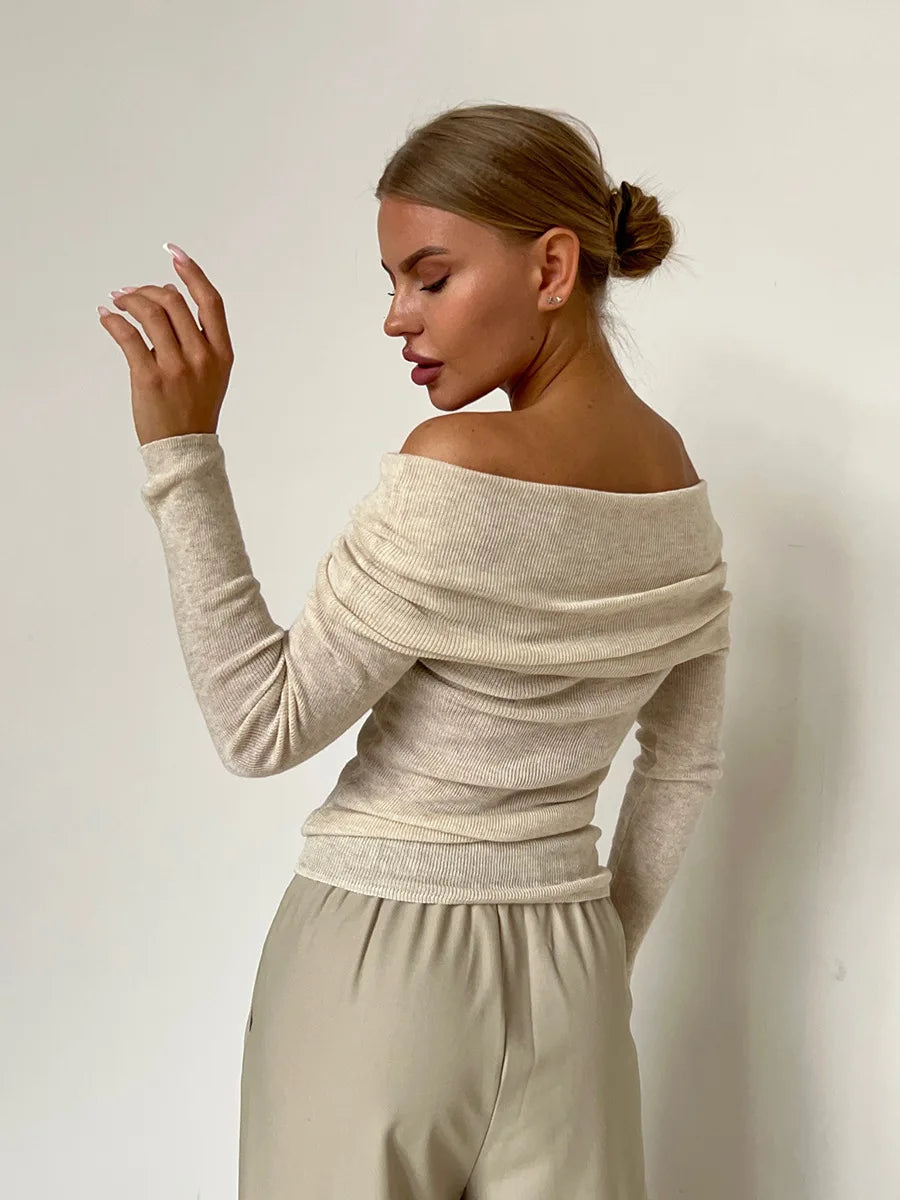 Off-shoulder Trui Dames – Elegante Trui met Losse Pasvorm voor Casual Outfit