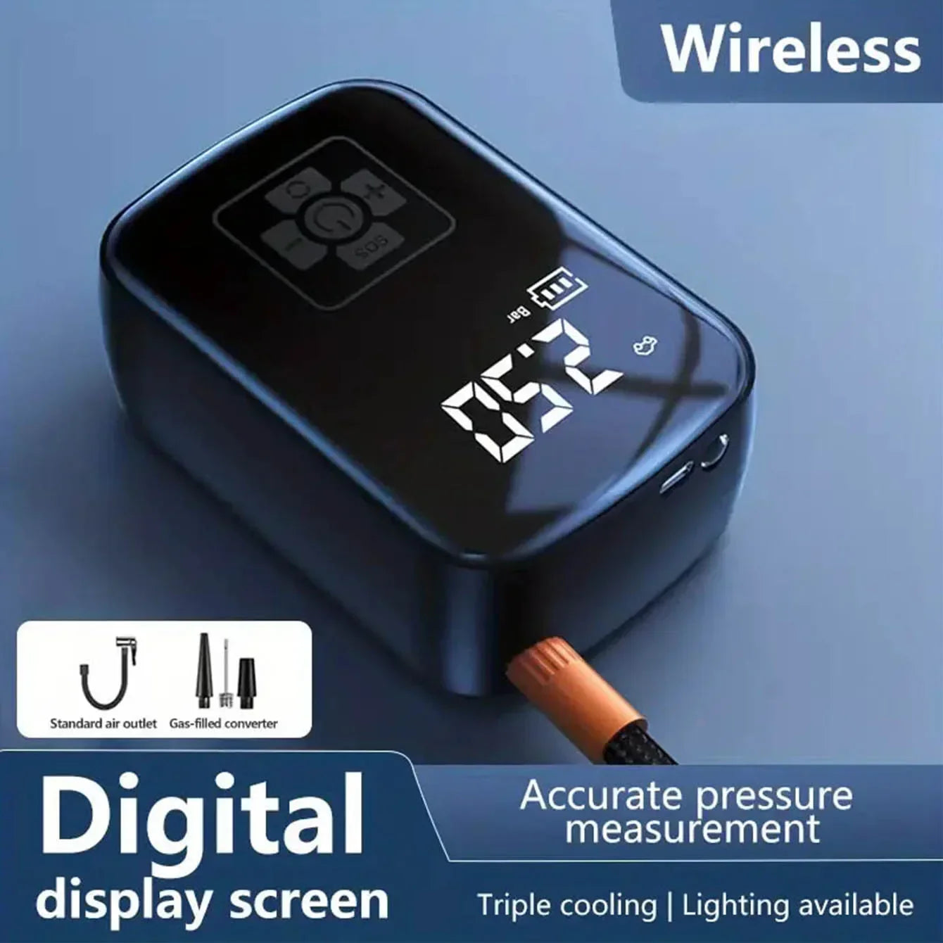 Draadloze Auto Luchtcompressor Digitale Weergave
