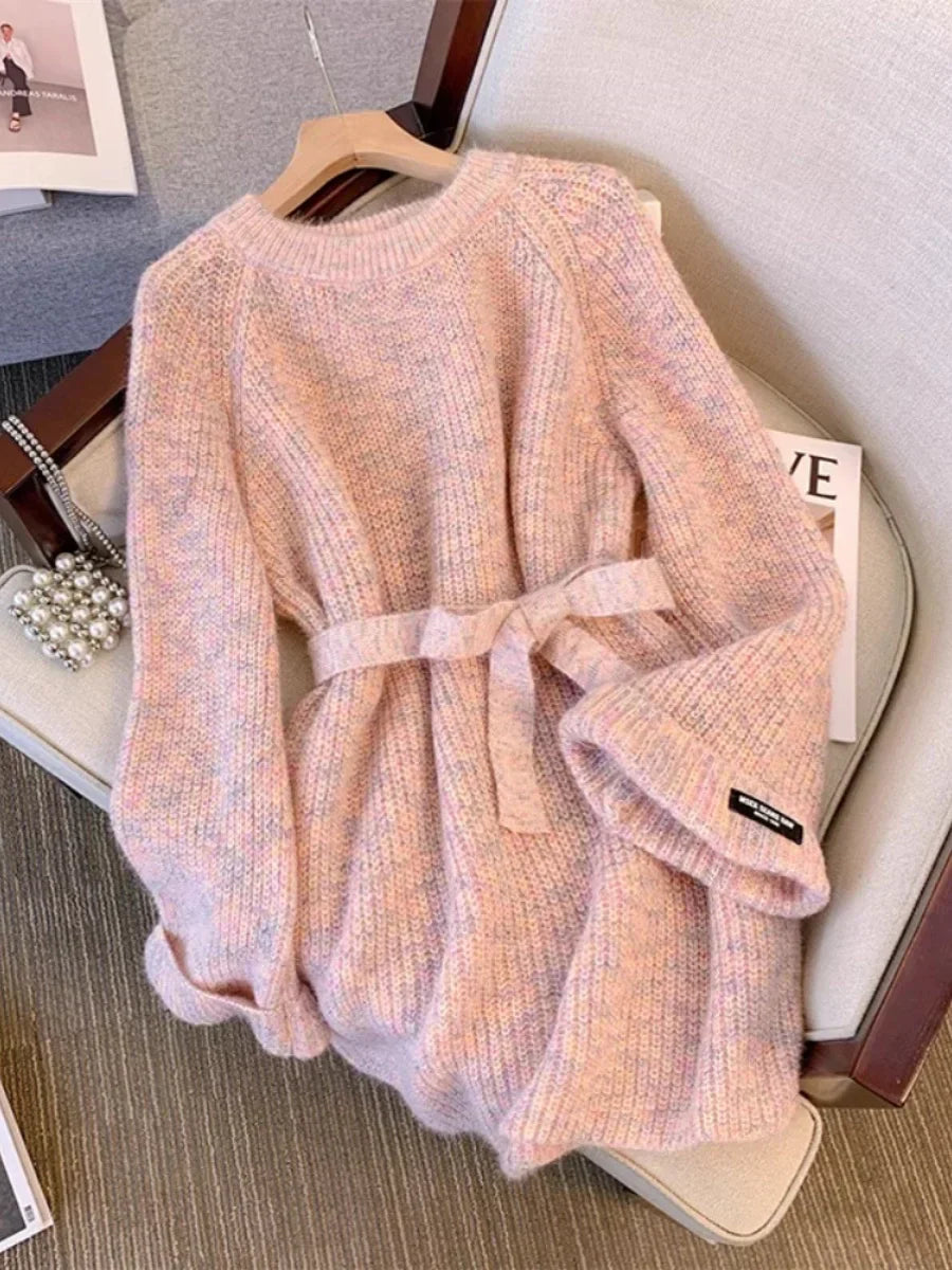 Losse ronde hals pullover jurk dames – Elegante casual jurk met comfortabele pasvorm