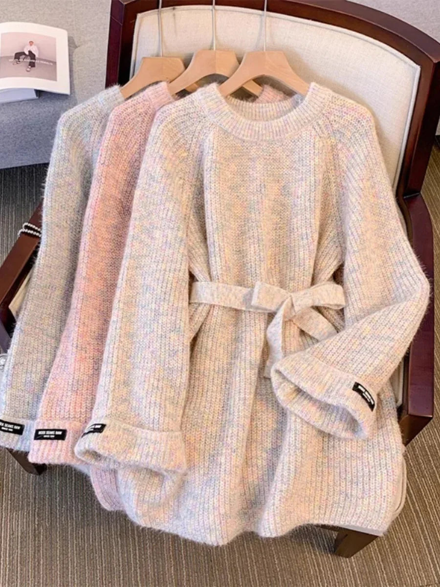 Losse ronde hals pullover jurk dames – Elegante casual jurk met comfortabele pasvorm