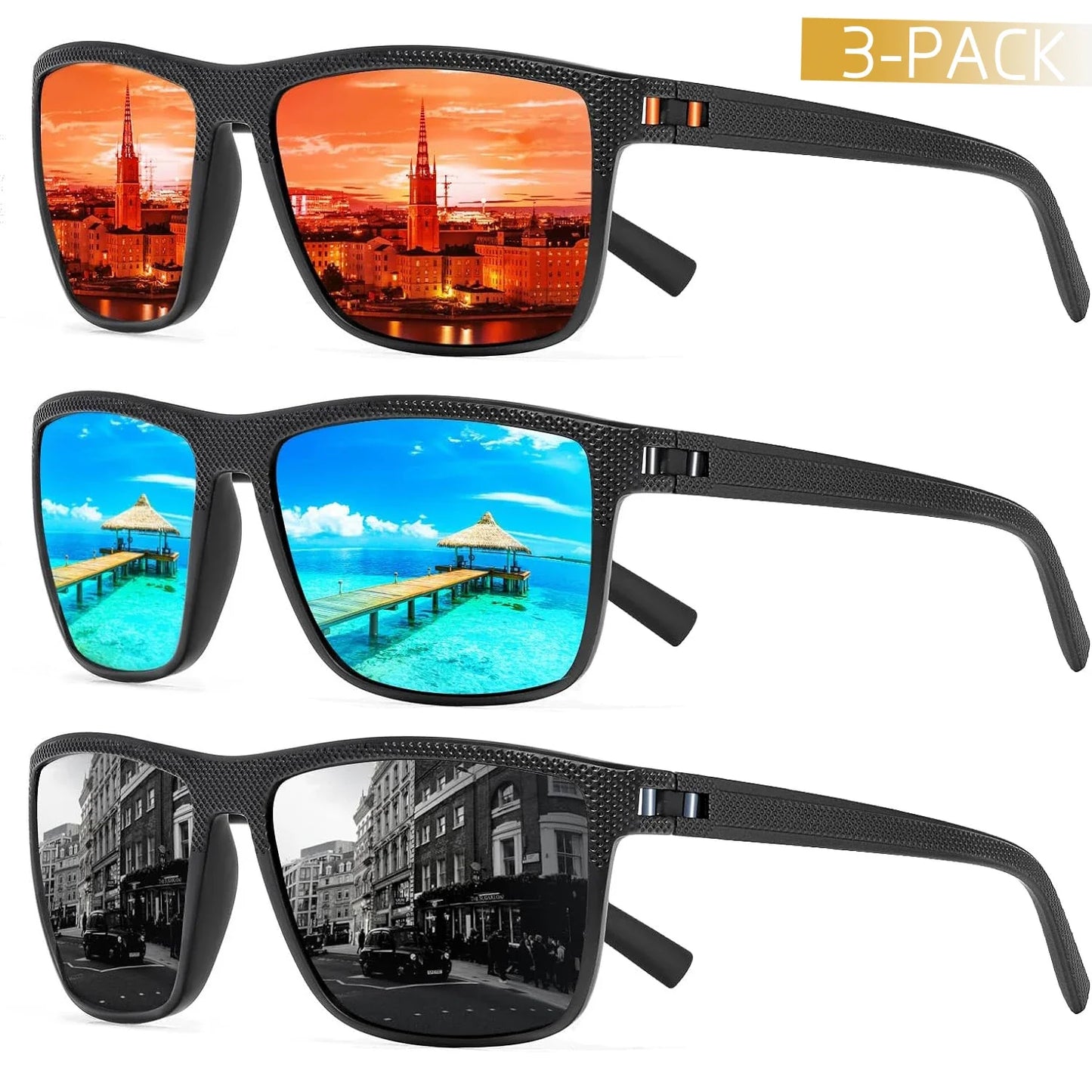 Gepolariseerde Zonnebril 3-Pack UV-Bescherming