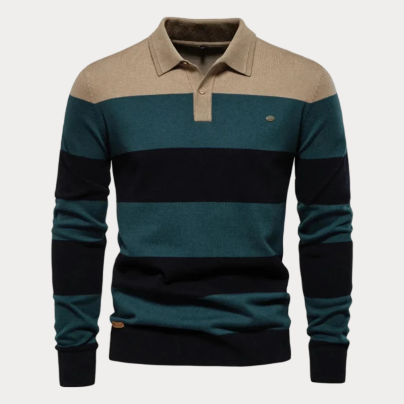 Herenpullover gestreept patroon – Comfortabele trui met kraag voor casual stijl