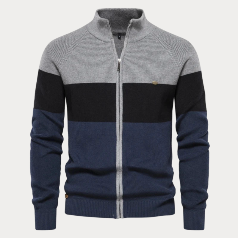 Heren Gebreide Vest – Patchwork-Kleur Trui voor Casual en Formele Gelegenheden