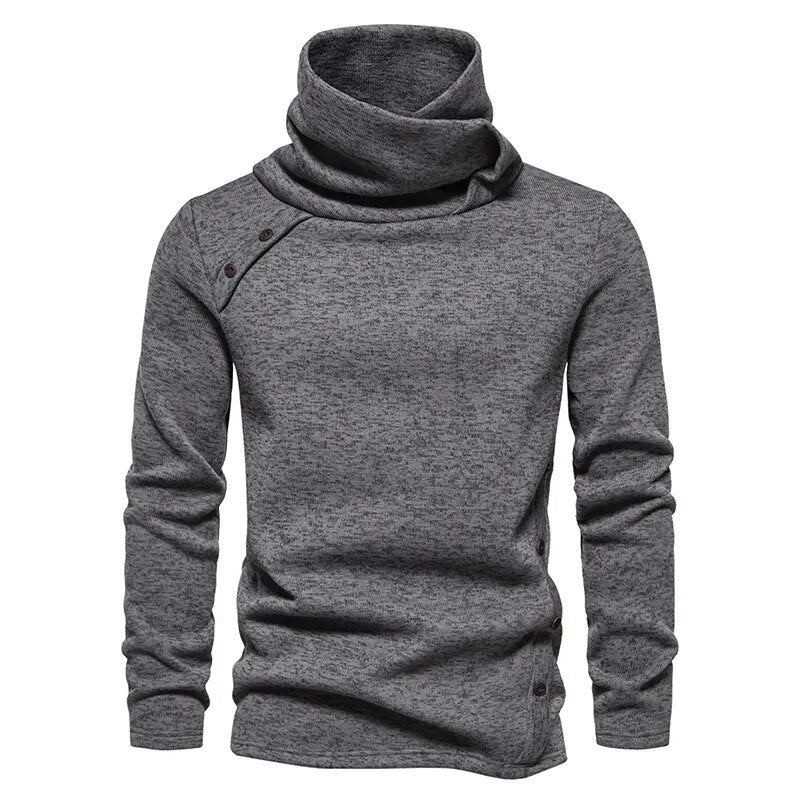 Rollneck trui heren – Knoopdesign trui van zachte stof voor casual stijl