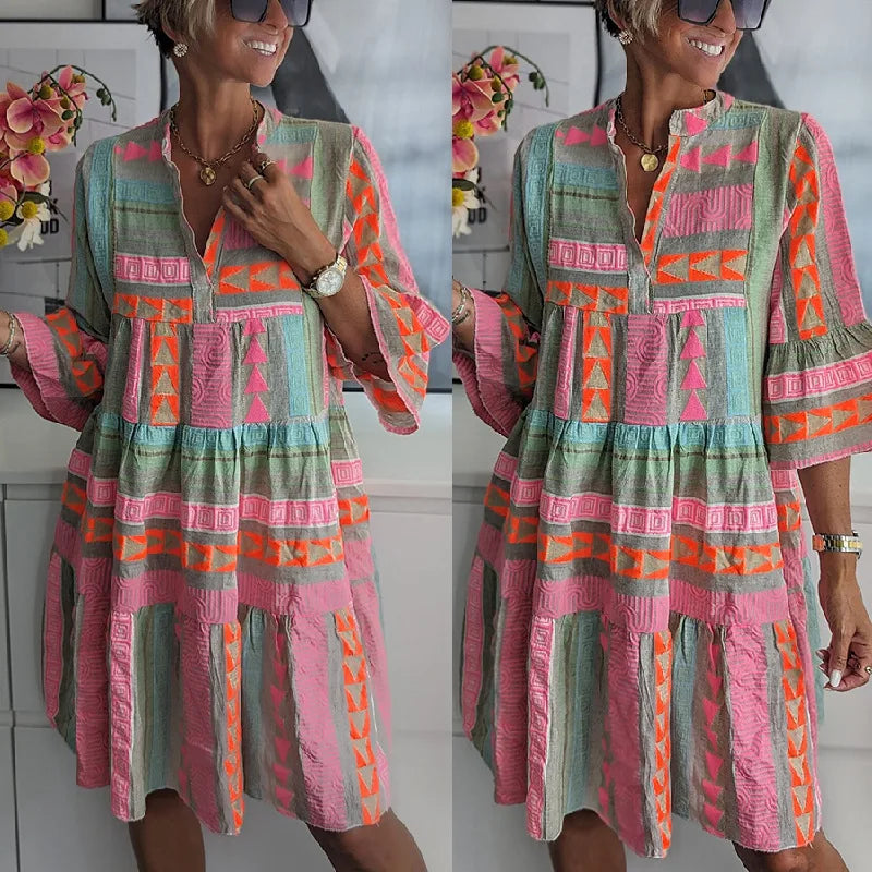 Zomerjurk Vloeiend & Comfortabel – Boheemse Chic Jurk voor Dames