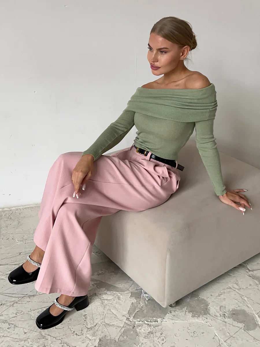 Off-shoulder Trui Dames – Elegante Trui met Losse Pasvorm voor Casual Outfit