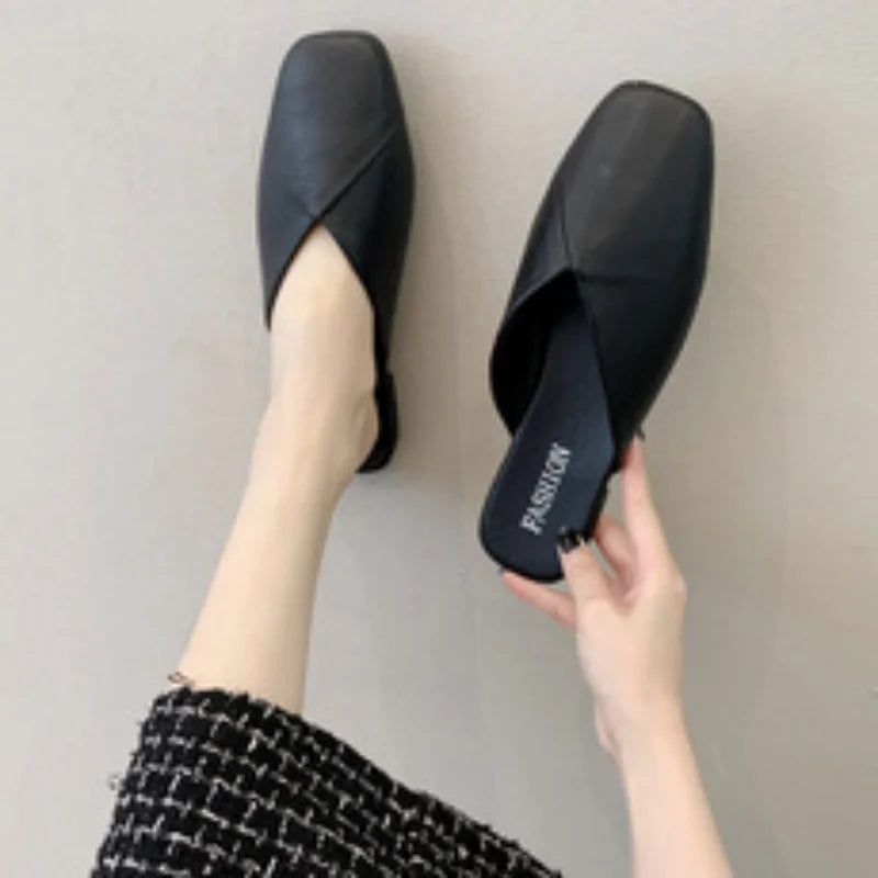 Dames leren muilen – Elegante leren slippers voor dagelijks gebruik