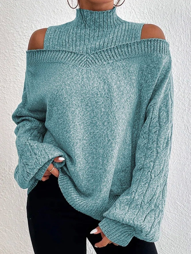 Off-Shoulder Coltrui Dames – Elegante Trui met Col en Casual Design
