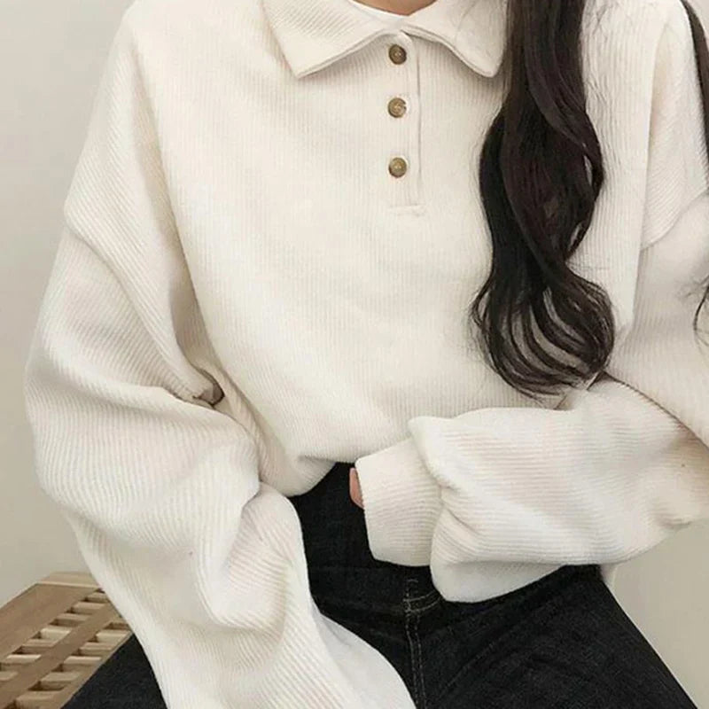 Langarmige damesblouse – Elegante blouse met kraag en comfortabele pasvorm