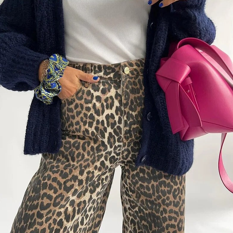Damesbroek luipaardprint – Trendy broek met elastische taille en comfortabele pasvorm