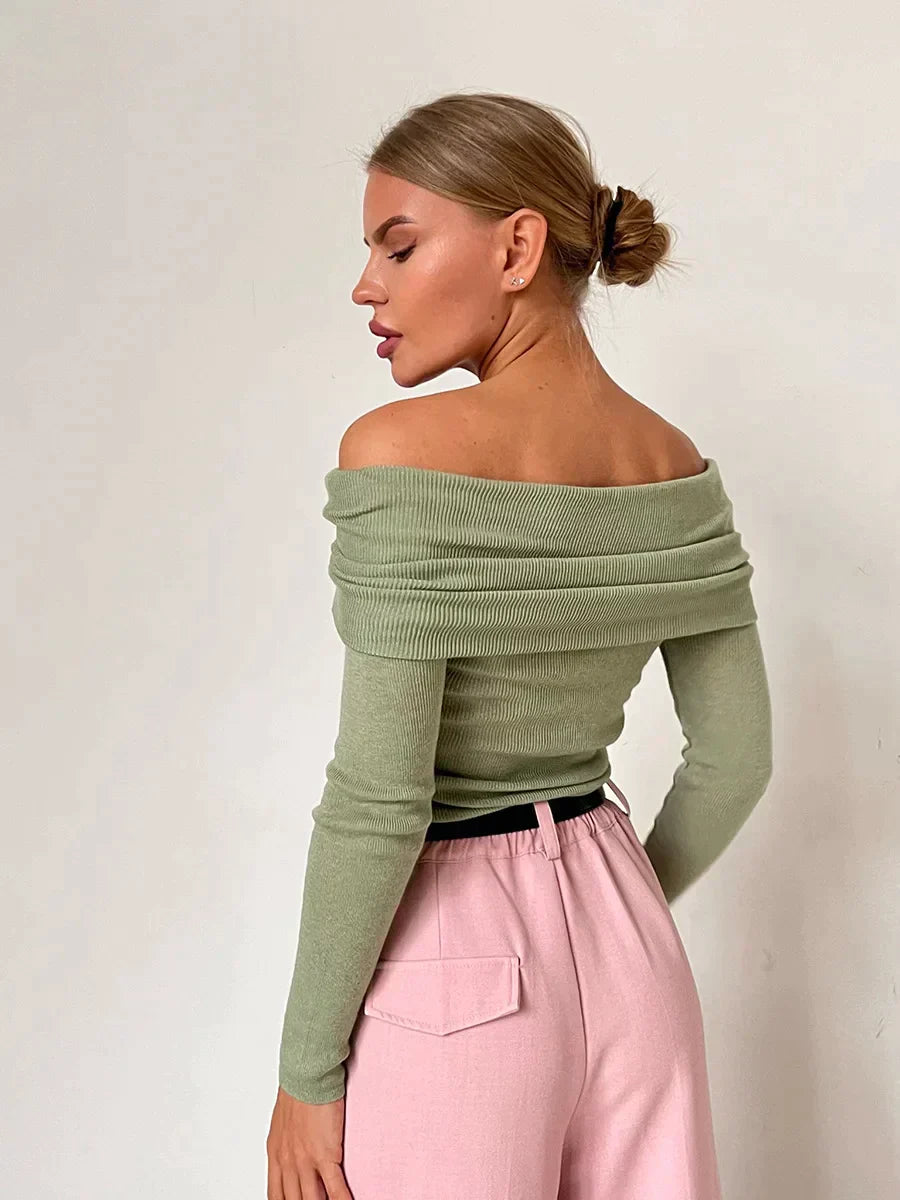 Off-shoulder Trui Dames – Elegante Trui met Losse Pasvorm voor Casual Outfit