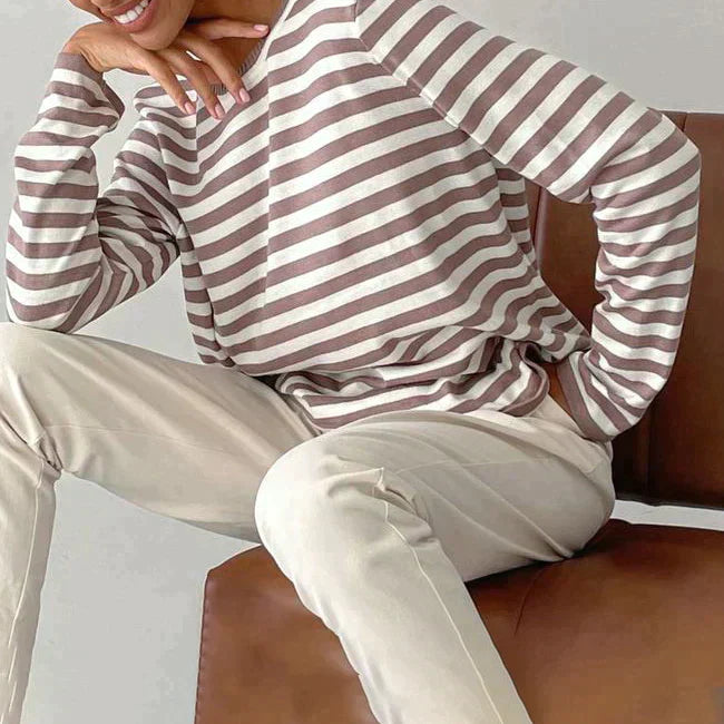 Gestreept dames top – Langarmige blouse met trendy strepen voor casual stijl