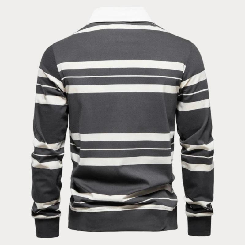 Gestreepte Coltrui Heren – Comfortabele Trui van Katoen met Slim Fit