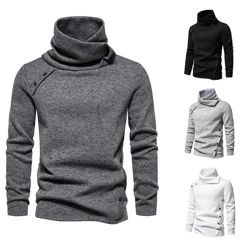 Rollneck trui heren – Knoopdesign trui van zachte stof voor casual stijl