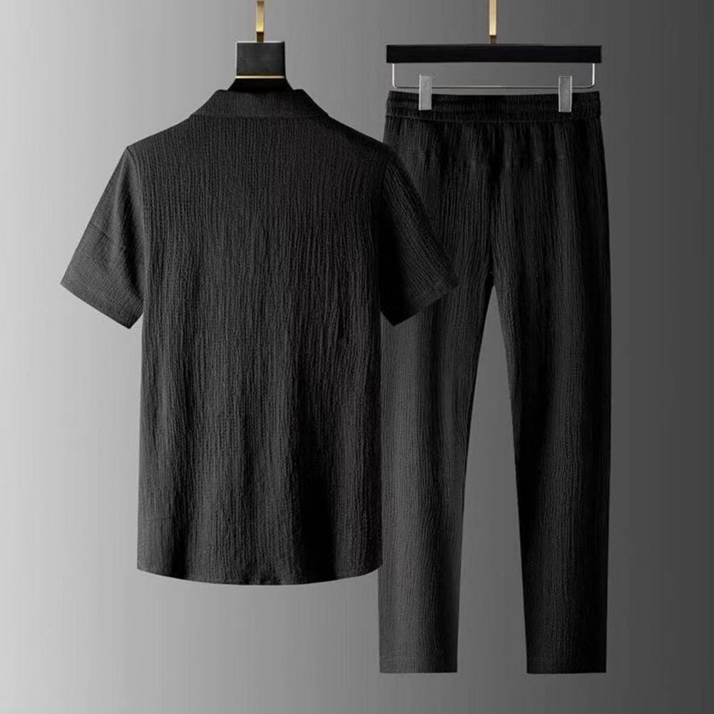 Korte mouwen heren shirt en broek met koord – Casual set voor zomeroutfits