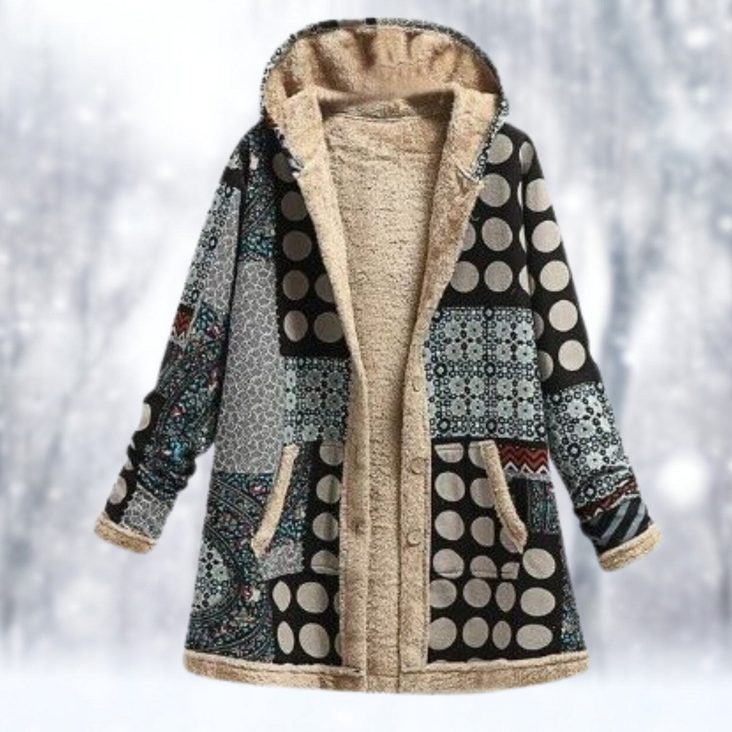 Dames Mantel – Patchwork Hoody voor Comfortabele Casual Look