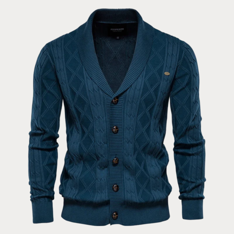Heren Cardigan V-hals – Stijlvolle Knopen Cardigan van Katoen voor Casual en Formeel