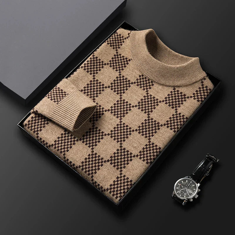 Heren Trui Schaakpatroon – Stylish gebreide trui voor casual en formele gelegenheden