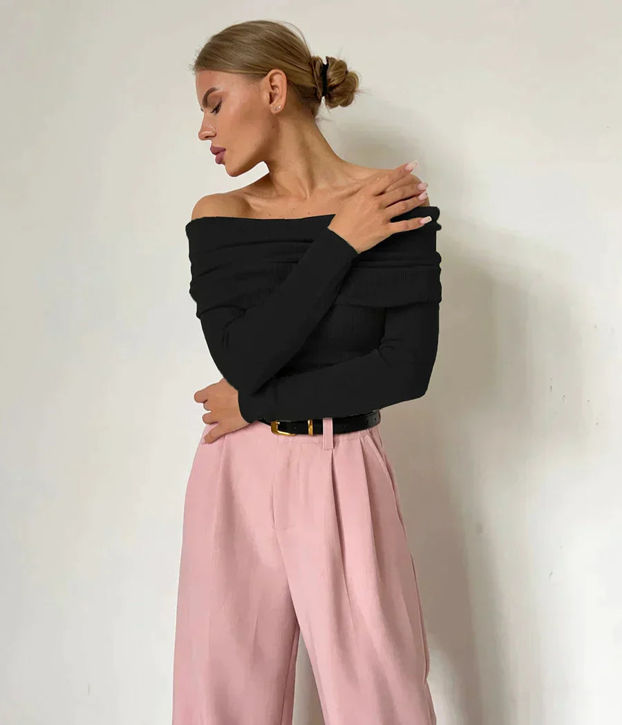 Off-shoulder Trui Dames – Elegante Trui met Losse Pasvorm voor Casual Outfit