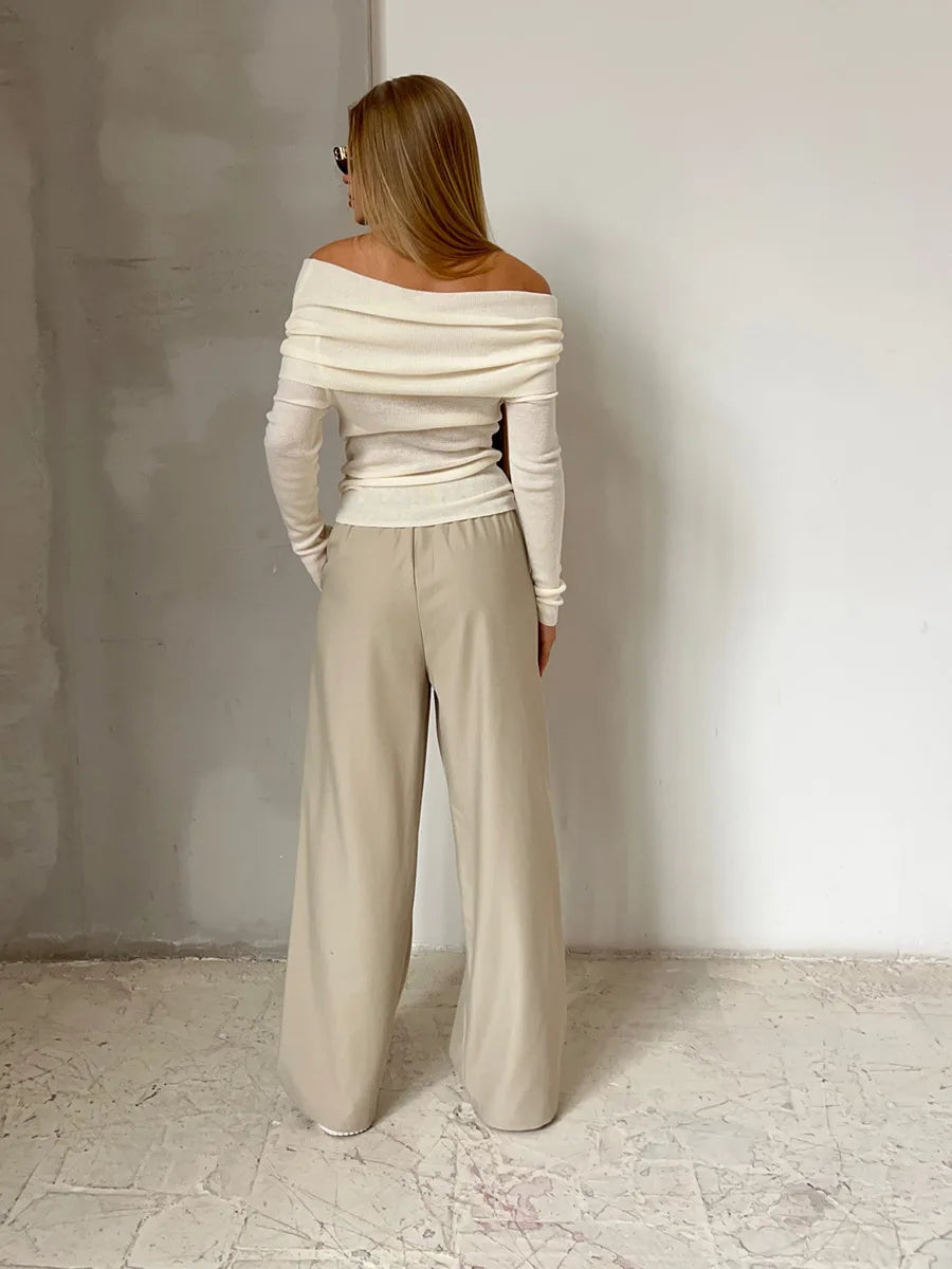 Off-shoulder Trui Dames – Elegante Trui met Losse Pasvorm voor Casual Outfit