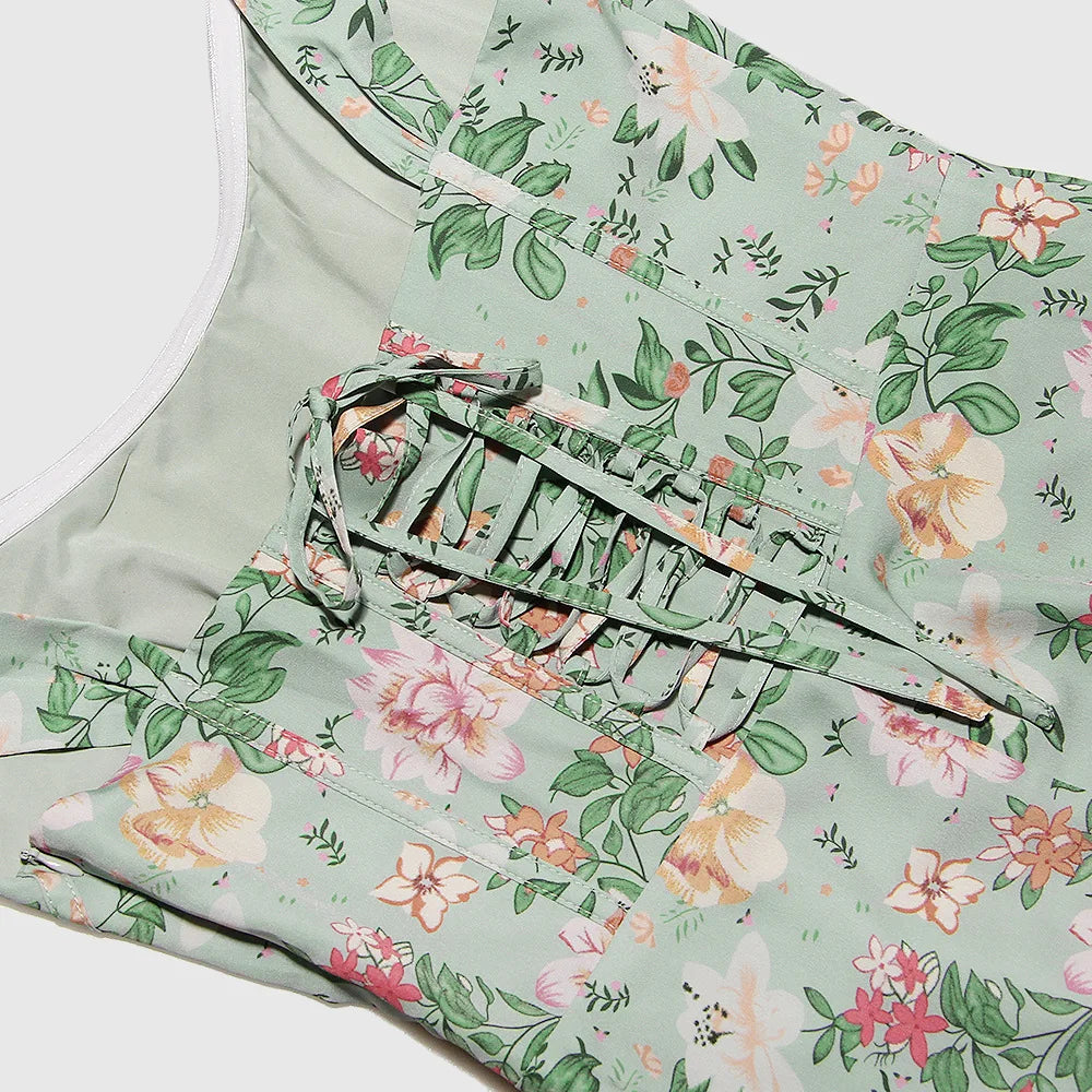Midi Jurk Dames – Elegante Bloemenprint met Getailleerd Uitlopend Design en Zijsplit