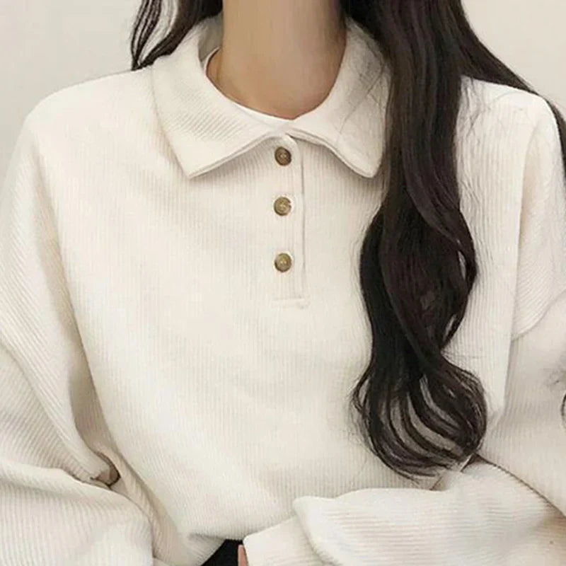 Langarmige damesblouse – Elegante blouse met kraag en comfortabele pasvorm