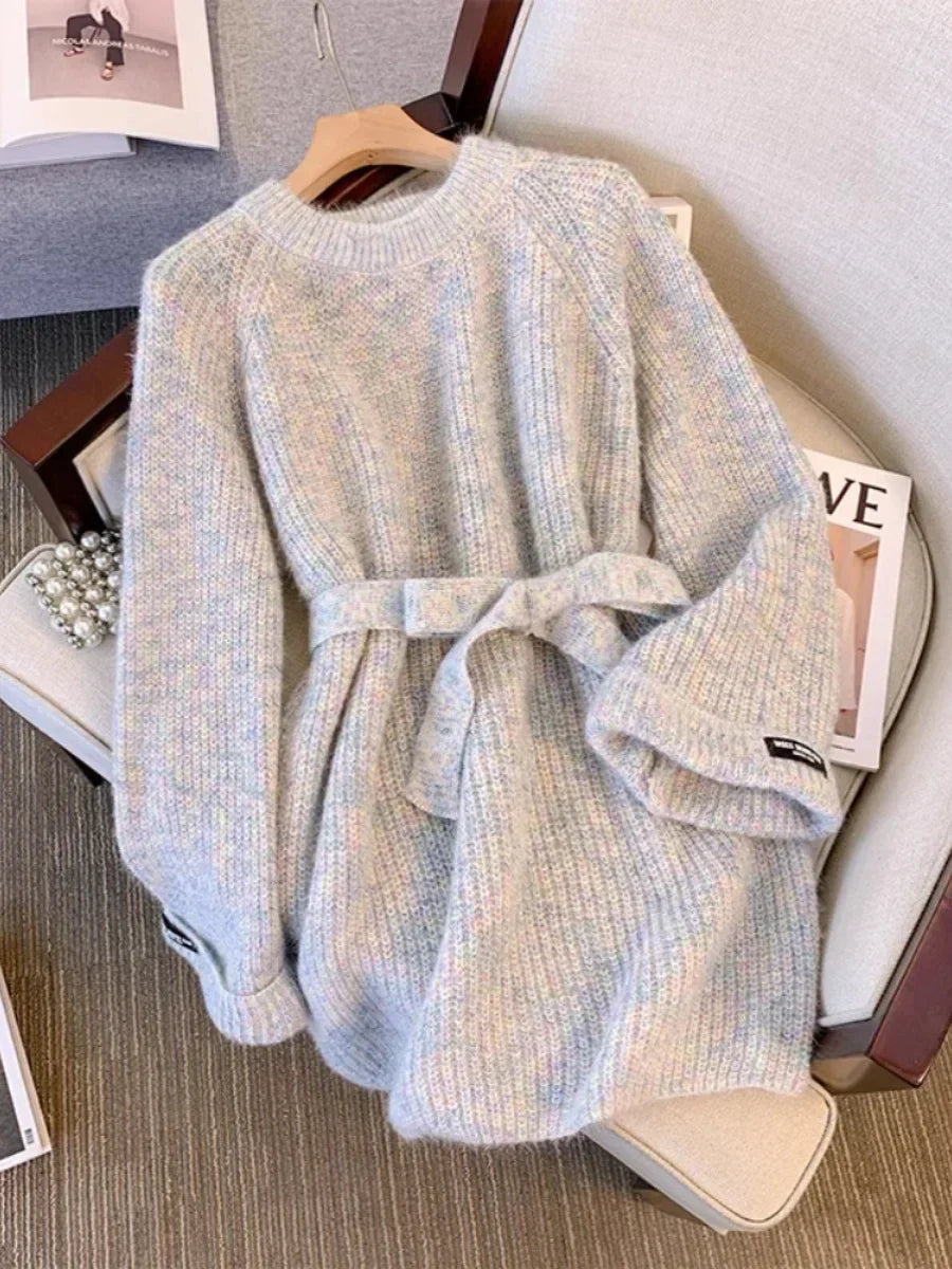 Losse ronde hals pullover jurk dames – Elegante casual jurk met comfortabele pasvorm