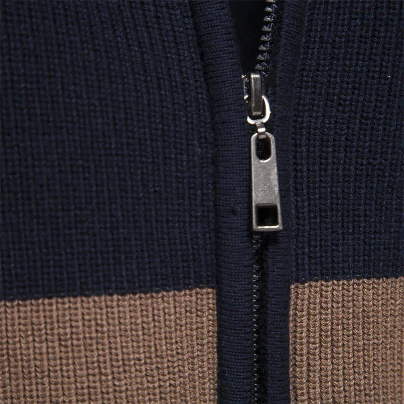 Heren Gebreide Vest – Patchwork-Kleur Trui voor Casual en Formele Gelegenheden